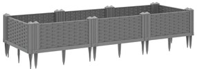 Vaso/floreira jardim c/ estacas 125x40x28,5 cm PP cinza-claro