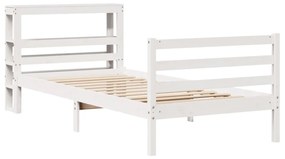 Cama sem colchão 75x190 cm madeira de pinho maciça branco