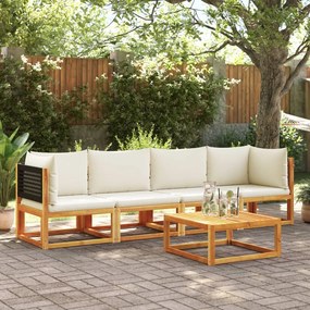 4 pcs conjunto de sofás de jardim com almofadões acácia maciça