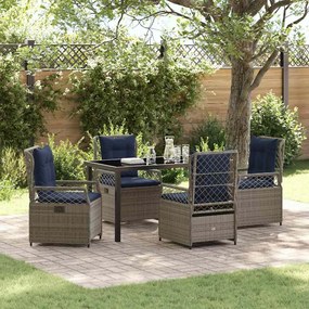 vidaXL Conjunto de Jantar de Jardim da com 5 Peças em Rattan de Poliéster Cinza
