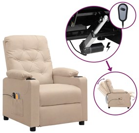 Poltrona elevatória de massagens elétrica tecido creme
