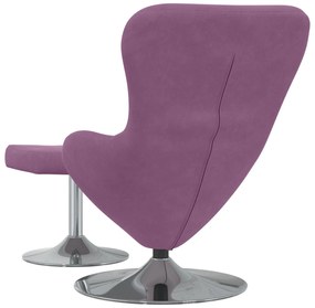 Poltrona Egg vidaXL com Puff em Veludo Roxo