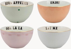 Taças pequenas em porcelana fine bone china Slogan, conjunto de 4