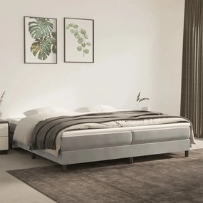 vidaXL Estrutura de cama com molas 200x200 cm veludo cinzento-claro
