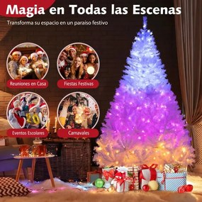 Árvore de Natal artificial pré-iluminada com 180 cm (DECORAÇÃO NÃO INCLUIDA), 280 luzes LED, 1000 pontas de ramos, 11 modos de iluminação e suporte me