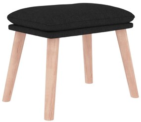 Cadeira de baloiço com apoio de pés tecido preto