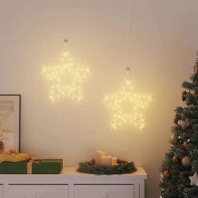 Luzes de Natal Silhueta da estrela 2 pcs 50 LEDs branco quente