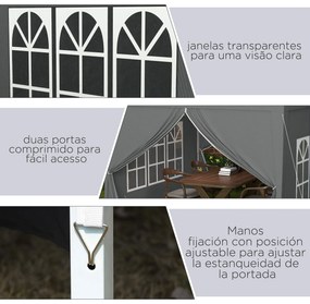 Tenda de Jardim com Paredes Laterais Amovíveis Janelas Porta com Fecho