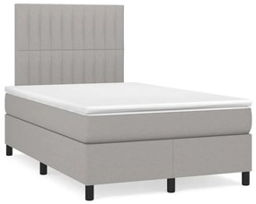 Cama box spring c/ colchão e LED 120x190 cm tecido cinza-claro