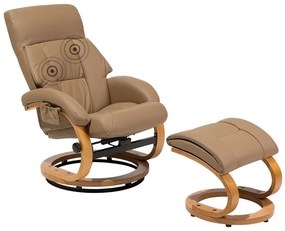 Cadeira de massagem com repousa-pés em pele sintética cor de areia FORCE Beliani