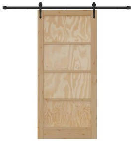 Porta Deslizante vidaXL com Conjunto de Hardware 93x202 cm Madeira Sól
