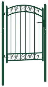 vidaXL Portão para cerca com topo arqueado 100x125 cm aço verde