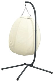 Cadeira em forma de ovo suspensa com suporte tecido/aço bege