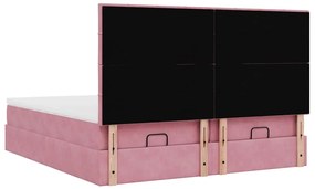 Estrutura de cama otomana com colchões 180x200 cm veludo rosa