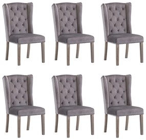 vidaXL Cadeiras de jantar 6 pcs veludo cinzento