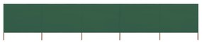 vidaXL Para-vento com 5 painéis em tecido 600x160 cm verde