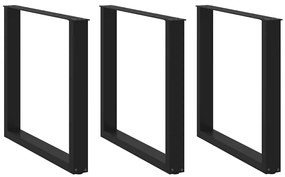 Pés para mesa de jantar em formato de U, 3 peças, preto, 80x(72-73) cm
