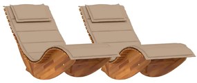 Espreguiçadeiras de Balanço com Almofadas 2 pcs Madeira Sólida de Acác