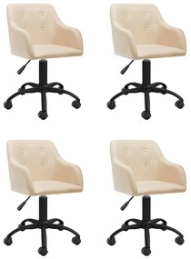 vidaXL Cadeiras de jantar giratórias 4 pcs tecido cor creme