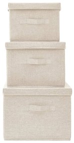 Conjunto caixas de arrumação empilháveis 3 pcs tecido cor creme