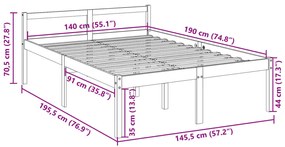 Cama para idosos 140x190 cm pinho maciço