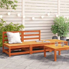 vidaXL Sofá jardim s/ braços c/ apoio pés pinho maciço castanho-mel