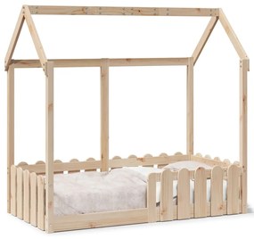 Cama infantil formato casa 70x140 cm madeira de pinho maciça