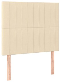 Cama box spring c/ colchão e LED 90x200 cm tecido cor creme