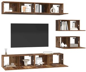 Conjunto de Estantes para TV 6 pcs Madeira antiga Médio