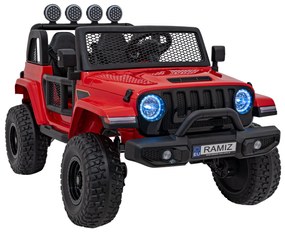Jipe elétrico para Crianças OFF-ROAD 3.0 12V 4x4 Rodas Espuma EVA, Assento couro ecológico Vermelho