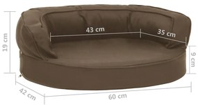 Cama para cães ergonómica 60x42 cm aspeto linho castanho