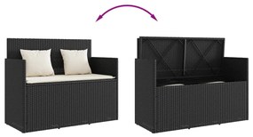 Banco de jardim com almofadões vime PE preto