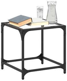 Mesa de centro c/ topo em vidro transparente 40x40x40 cm aço