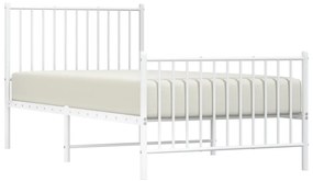 Estrutura de cama com cabeceira e pés 90x190 cm metal branco