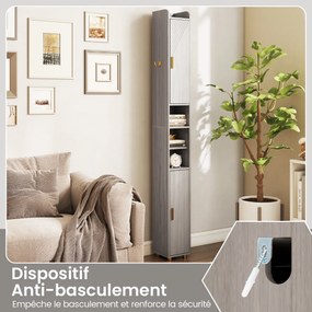 Armário de banheiro de 179 cm de altura com 2 portas e prateleiras ajustáveis - branco