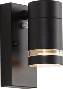 Candeeiro de Parede Exterior Moderno Preto IP44 com Sensor Crepuscular - Ensam