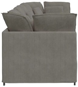Sofá modular com almofadas tecido corduroy cinzento-claro