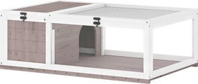 Terrario para Reptéis Casa para Tartarugas de Madeira com Painéis Laterais Transparentes e Trava 91x60,5x32 cm Castanho Acinzentado