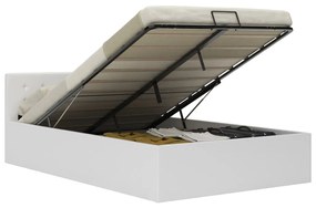 vidaXL Cama hidráulica c/ arrumação 140x200cm couro artificial branco