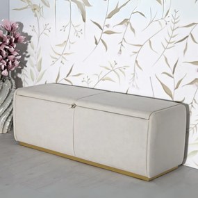 BANCO COM ARMAZENAMENTO 130X45X45 CM CREME E DOURADO