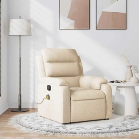 Poltrona de massagens reclinável tecido cor creme