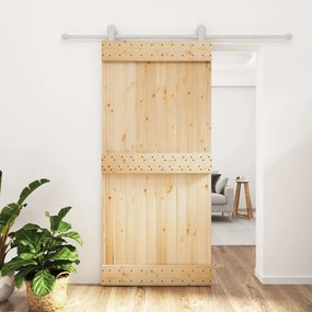 Porta de correr com ferragens 95x210 cm madeira de pinho maciça