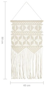 Suporte de parede em macramé 40x80 cm algodão