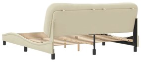 Estrutura de cama sem colchão 180x200 cm tecido cor creme
