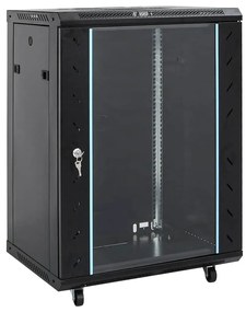 vidaXL Armário bastidor 15U 19" IP20 60x45x86 cm preto