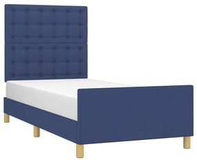 Estrutura de cama sem colchão 90x200 cm tecido azul