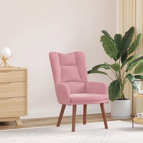 Poltrona Relaxante em Veludo Rosa