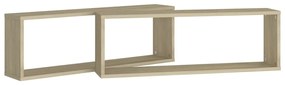 Estantes parede cúbicas 2pcs derivados madeira carvalho sonoma