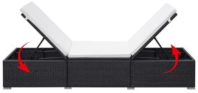 Espreguiçadeiras com almofadões 2 pcs vime PE preto