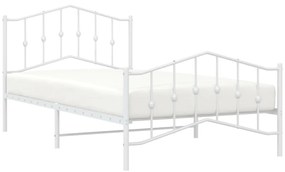 Estrutura de cama com cabeceira e pés 107x203 cm metal branco